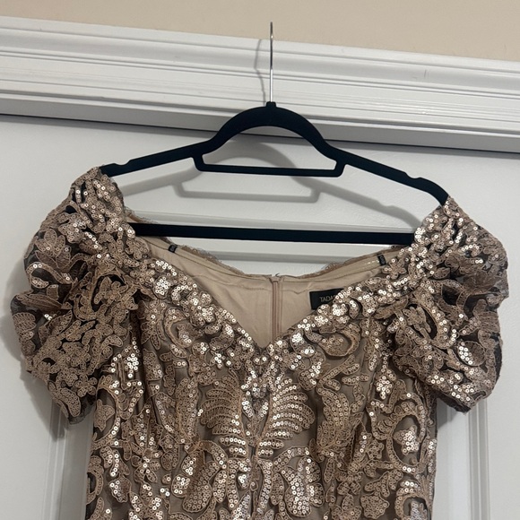 Tadashi Shoji Gold Lace Wedding Dress - Picture 7 of 16